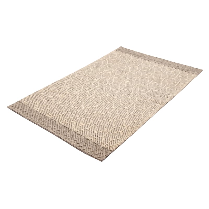 ECARPETGALLERY Braid weave Sienna Cream Wool Rug - 5'2 x 8'2