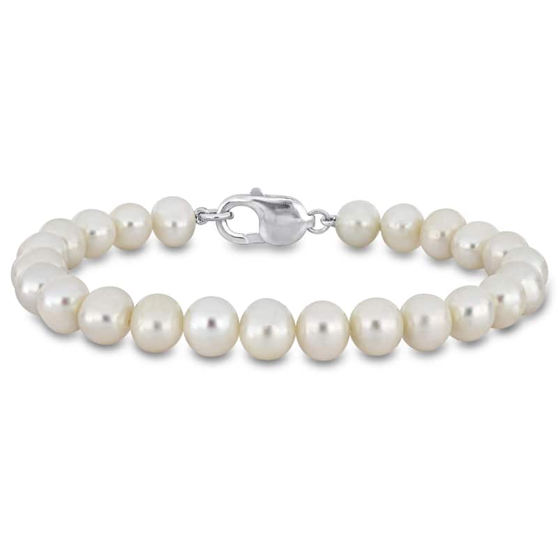 Miadora 9-9.5mm Men's Cultured Freshwater Pearl Bracelet with Sterling Silver