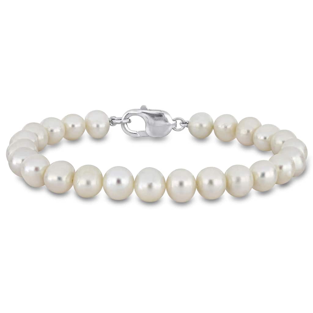 Miadora 9-9.5mm Men's Cultured Freshwater Pearl Bracelet with Sterling Silver