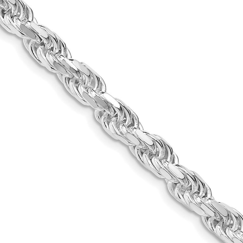 Curata 925 Sterling Silver Rhodium 5.75mm Diamond Cut Rope Chain Necklace for Men