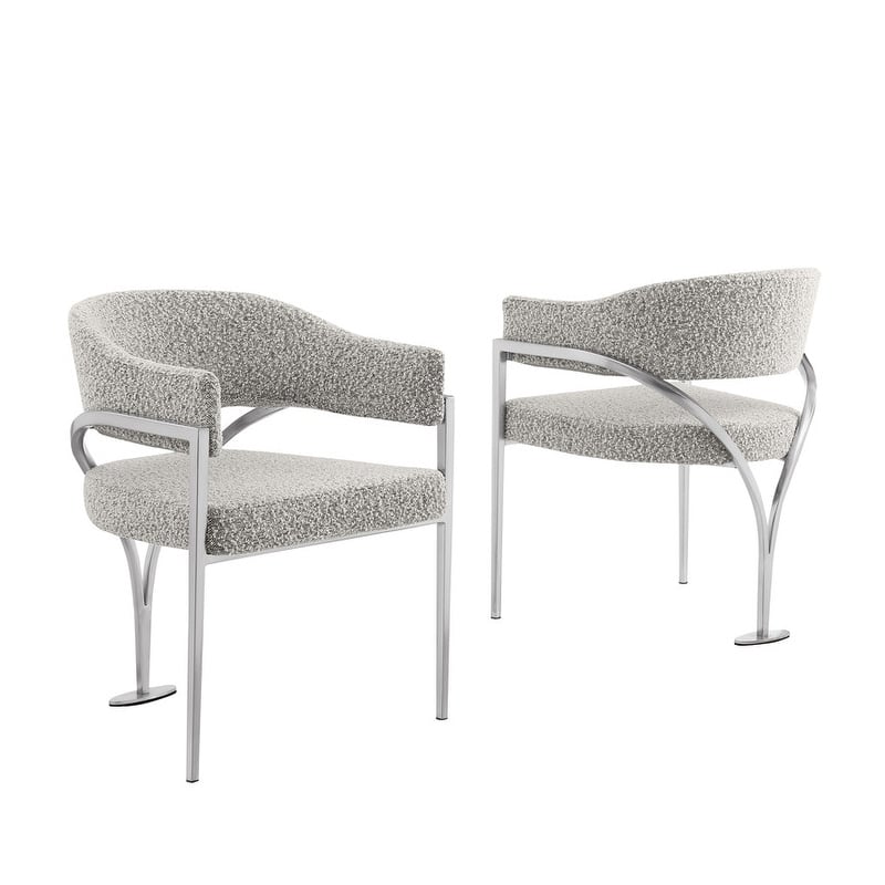 Best Quality Furniture Matte Brushed Chrome Dining Chairs (Set of 2) - N/A
