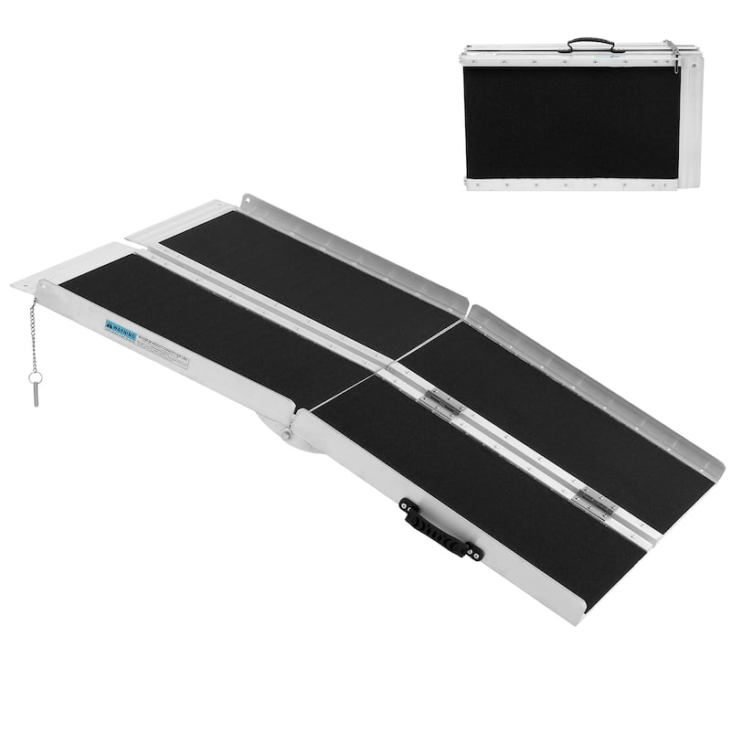 4FT Non-Skid Traction Folding Aluminum Wheelchair Ramp Scooter Mobility Handicap Ramps for Home Steps, Suitcase with Handle