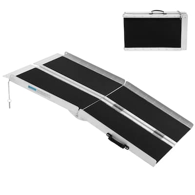 4FT Non-Skid Traction Folding Aluminum Wheelchair Ramp Scooter Mobility Handicap Ramps for Home Steps, Suitcase with Handle