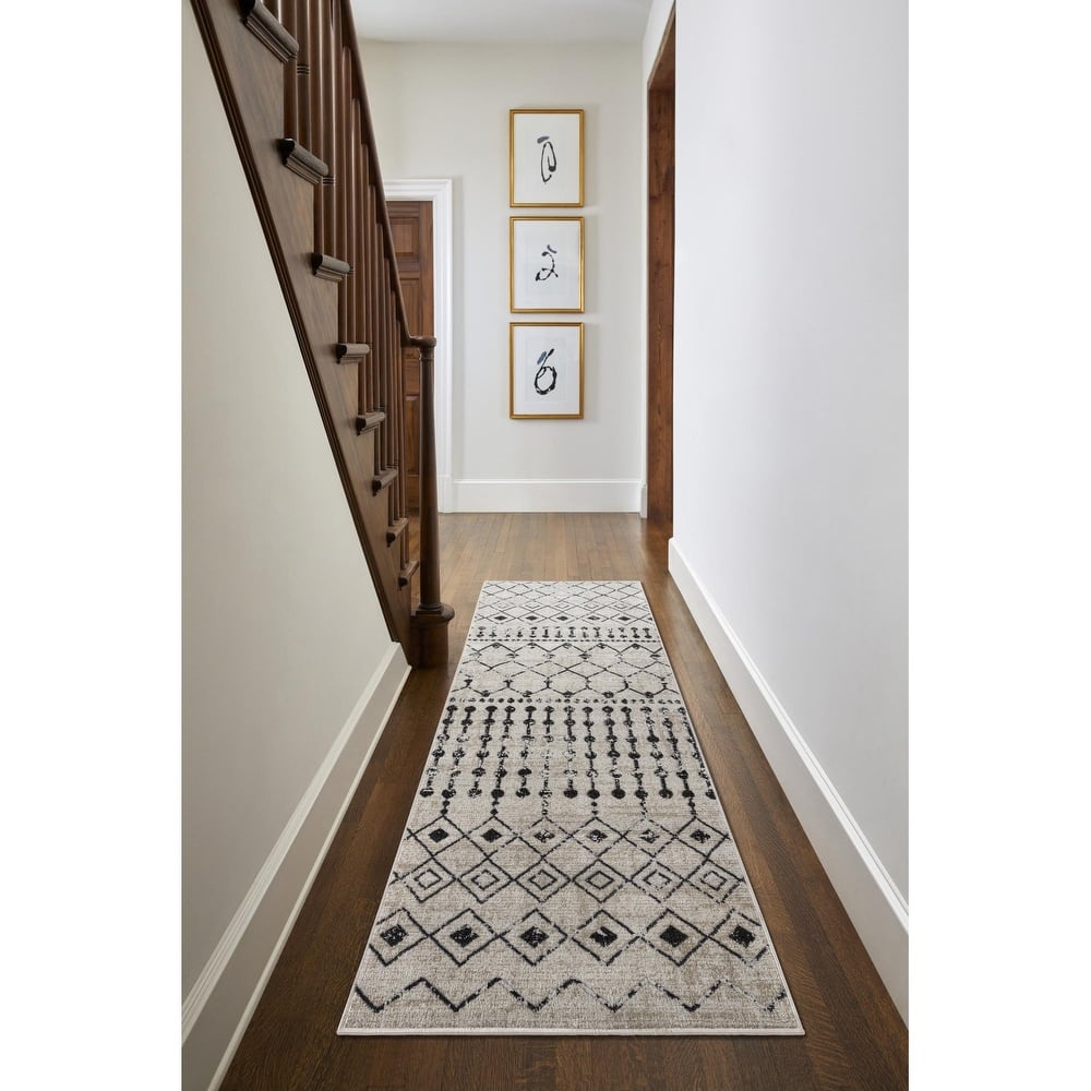 Livabliss Lavadora Bohemian Diamond Washable Area Rug