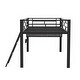 preview thumbnail 11 of 11, Twin Size Loft Bed with LED and Bed Tail Gaming Desk, Junior Metal Bed Frame with Angled Ladder and Safety Guard for Bedroom