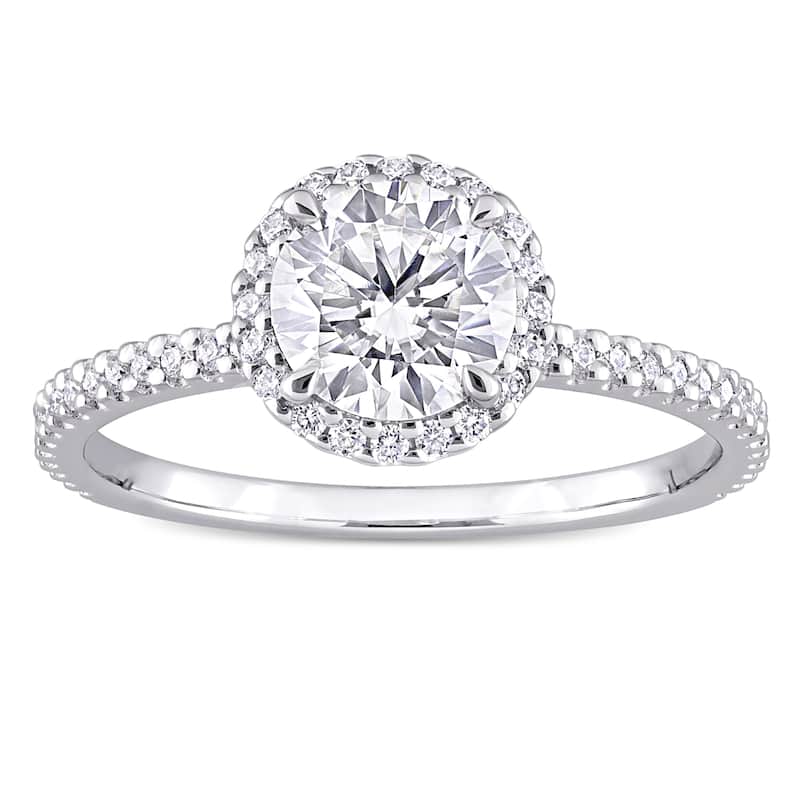 Miadora Sterling Silver 1 1/4ct TGW Created Moissanite Halo Engagement Ring