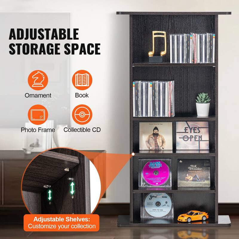Media Storage Cabinet, DVD Cabinet with Doors and Shelves, CD Storage, Adjustable DVD Shelf, Protects & Organizes Music