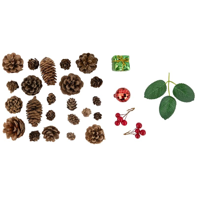 Ornament, Berries and Pinecones Christmas Decorations - 6"