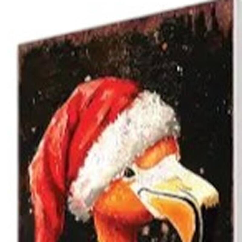 HomeRoots 42" Black And Coral Solid Wood Christmas Flamingo Garden Stake