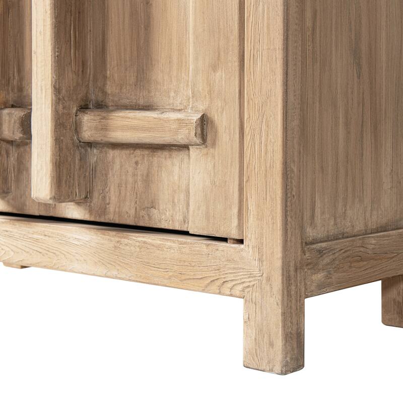 Jennifer Taylor Home Rowan 48" Solid Reclaimed Elm 2-Door Crossbar Accent Storage Cabinet