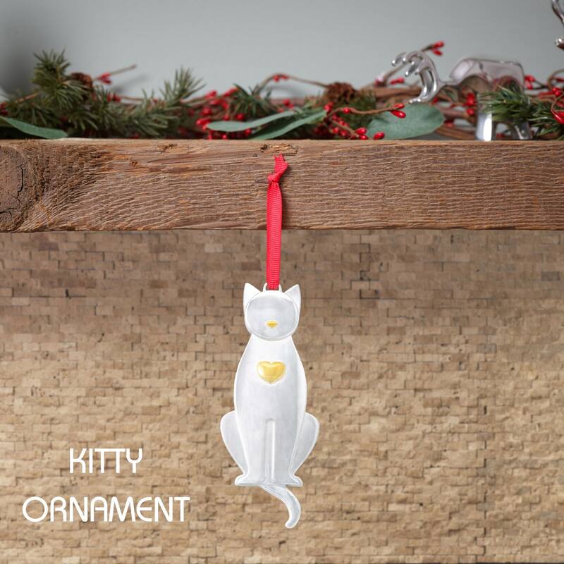 Nambe Kitty Christmas Ornament - 1.5" L x 4"H