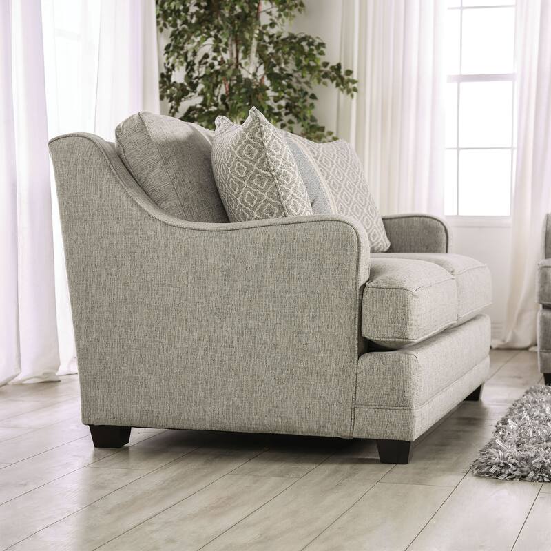 Ruwa Transitional Grey Fabric Stain-Resistant 2-Piece Living Room Set by Furniture of America