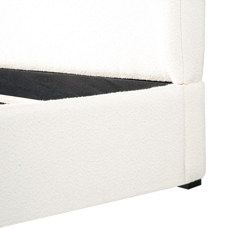 Christopher Knight Home - Soft Pack Modern Upholstered Boucle Bed Frame with Curved Headboard