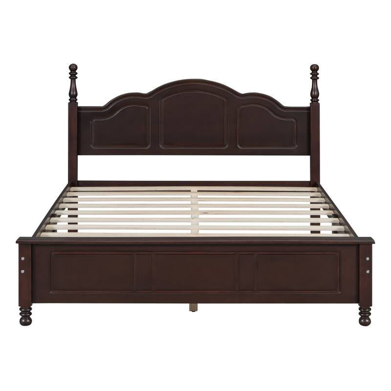 Wood Queen/Full Size Wood Platform Bed with Wooden Slat Support