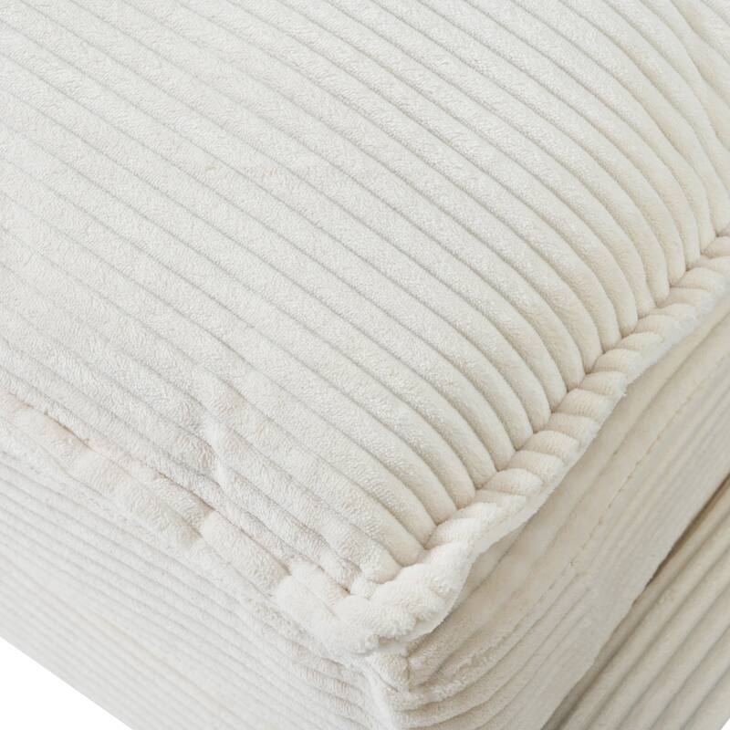Corduroy Fabric Curved Sofa with Pillows and Removable Cushion Cover
