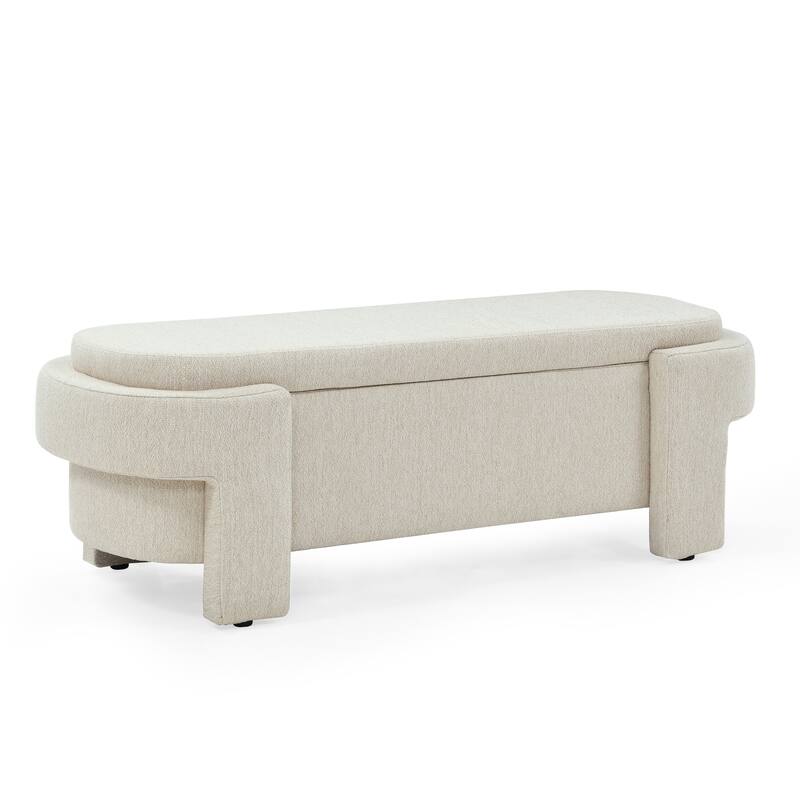 Linen Storage Bench for Bedroom, Large Upholstered End of Bed Ottoman Modern Window Bench with Hidden Storage