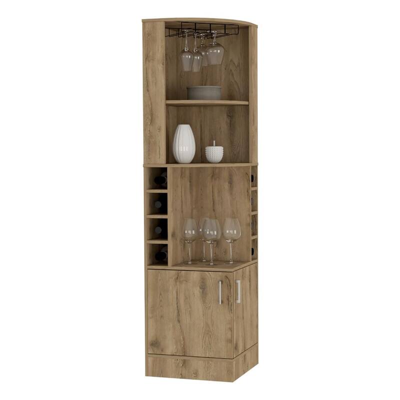 Bar Cabinet Papprika, 8 Wine Cubbies, Double Door, Dark Brown Finish,High quality and durable