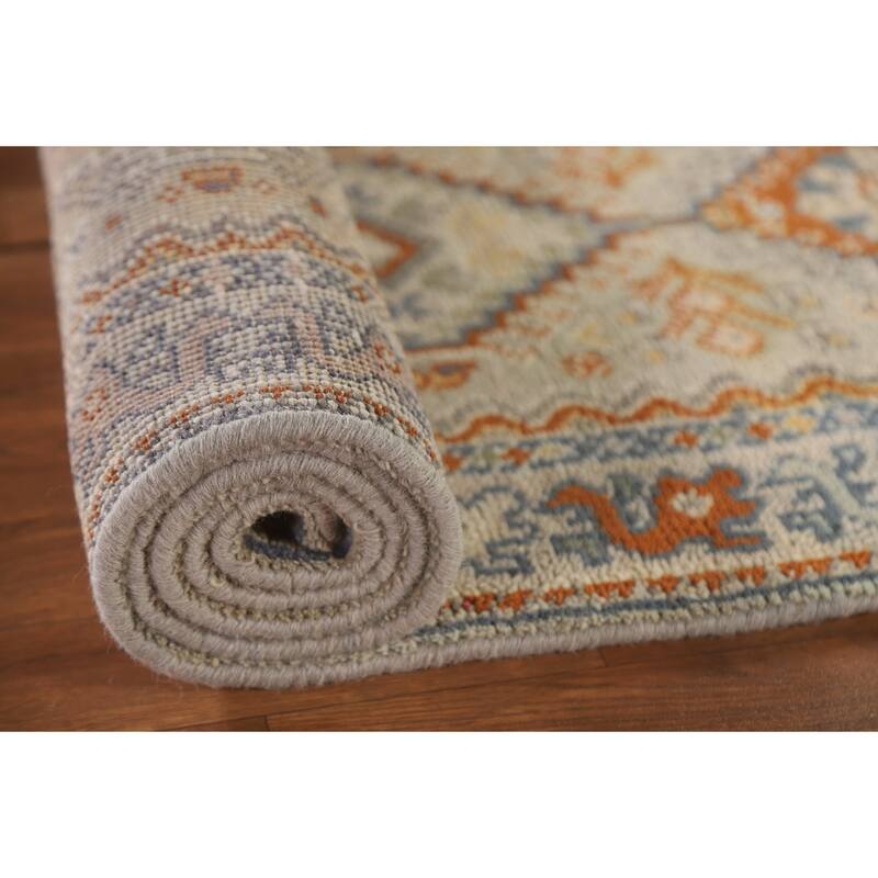 Geometric Heriz Serapi Indian Runner Rug Hand-Knotted Wool Carpet - 2'7"x 7'11"