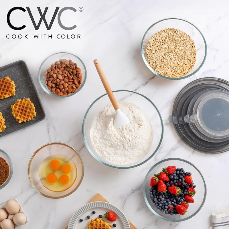 COOK WITH COLOR 12 Pc Glass Nesting Mixing Bowl Set with Lids for Cooking and Prep