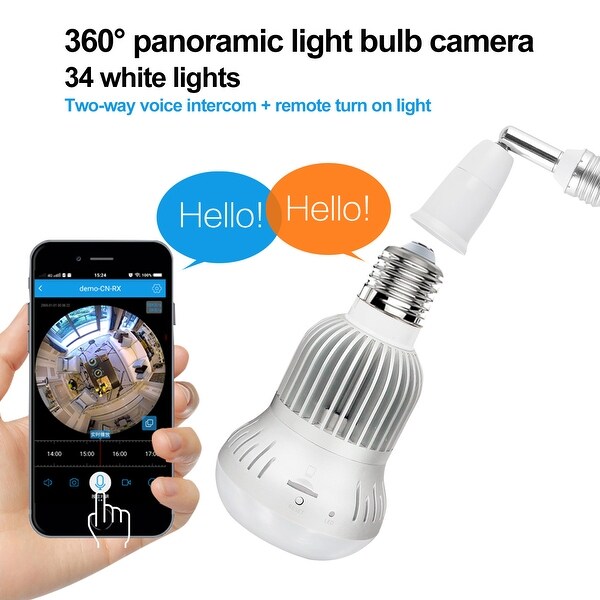 AGPtek Panoramic Full HD 1080P Hidden spy Camera WIFI IP Light Bulb Camera Motion Detection CCTV - Black - L