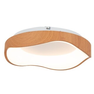 24W Modern LED Mount Ceiling Light with Wood Pattern and Metal Frame ...