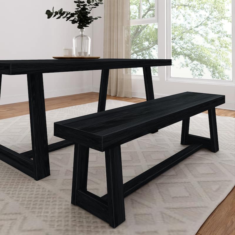 Plank and Beam Classic Dining Bench - 60" - Black Wirebrush