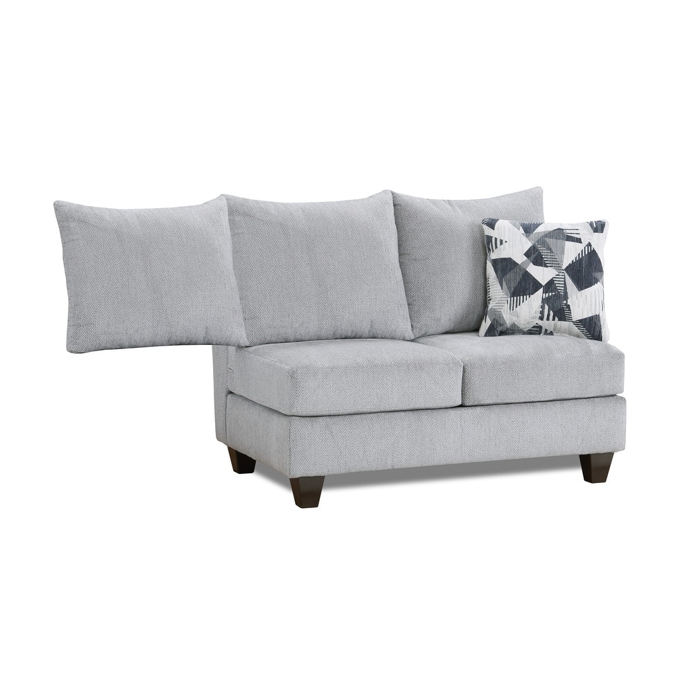 Roundhill Furniture Duleek Upholstered Armless Loveseat, Herringbone Silver