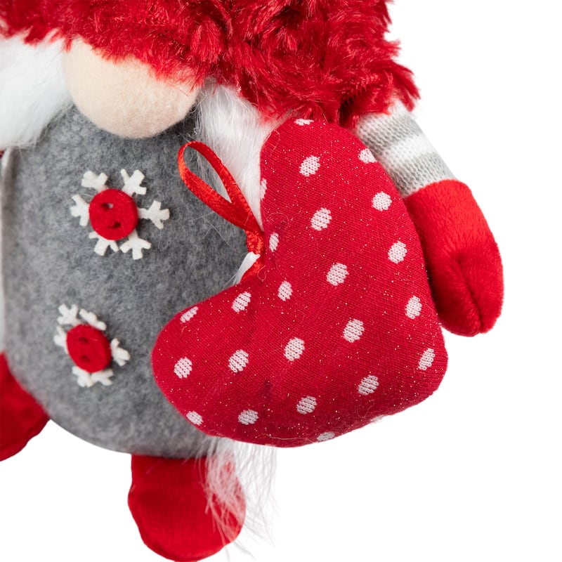 Fuzzy Hat Valentine's Day Gnomes - 11.5" - Red and Gray - Set of 2