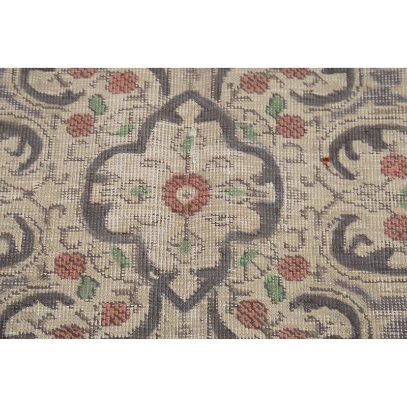 Distressed Blue Tabriz Persian Vintage Rug Hand-Knotted Wool Carpet - 6'10"x 10'8"