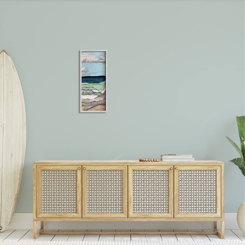 Stupell Cloudy Beach Shore Landscape Layered Ephemera Collage Framed Wall Art, Design by Stacy Gresell
