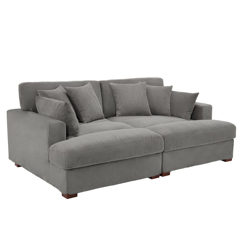 Modern Corduroy Modular Sectional Sofa Chaise Couch Bed
