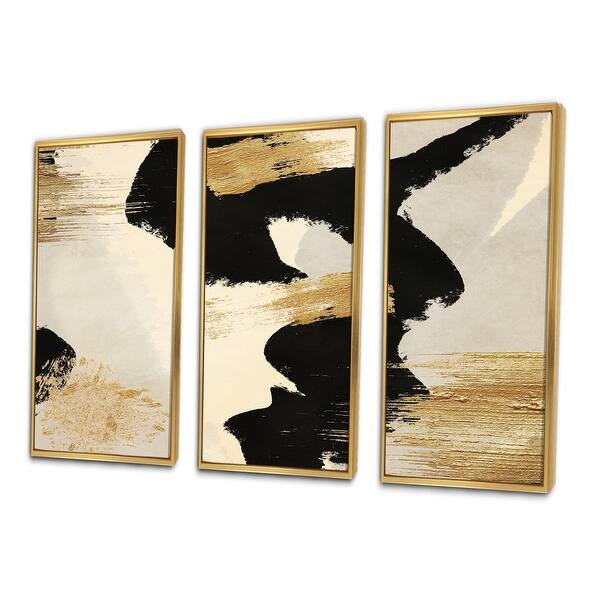 Designart "Glam Collage II" Modern & Contemporary Framed Art Prints Set of 3 - 4 Colors of Frames