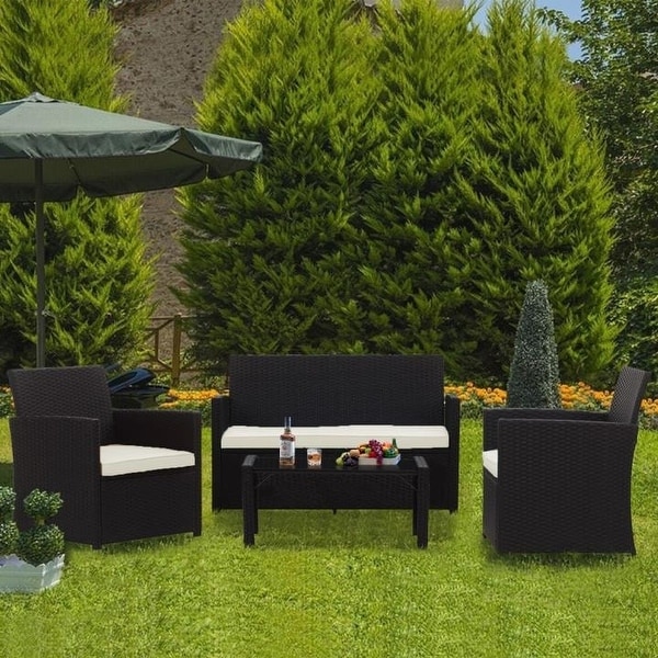 Zenova Outdoor Furniture Set 4 Pieces Rattan Wicker Sofa Waterproof. Opens flyout.