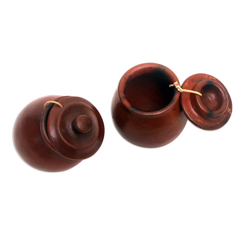 Novica Handmade Brown Ambrosia Ceramic Salt And Pepper Set