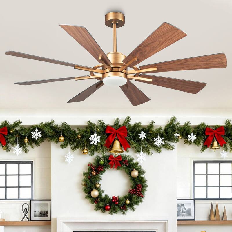 60" Antique Brass Farmhouse Windmill Ceiling Fan with Light and Remote
