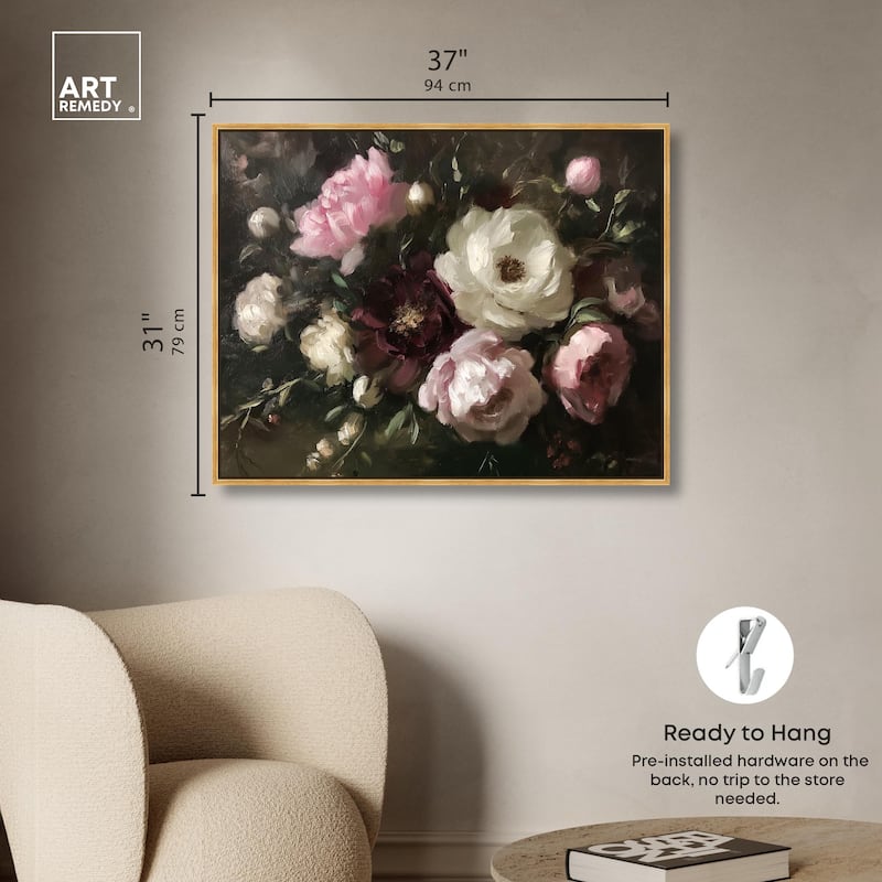 Peony Palette Nocturne Canvas by Art Remedy