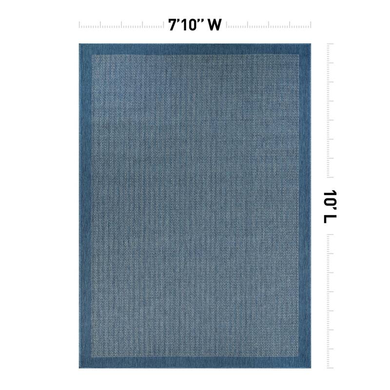 World Rug Gallery Contemporary Bordered Weather Resistant Reversible Indoor/Outdoor Area Rug