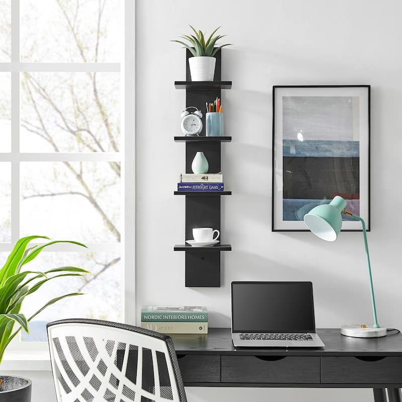 Danya B. Arica Utility Column 4-Tier Spine Wall Shelves - N/A - Black