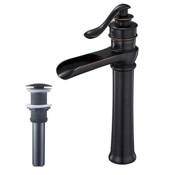 Vibrantbath Commercial Waterfall Bathroom Vessel Sink Faucet with Drain. Opens flyout.