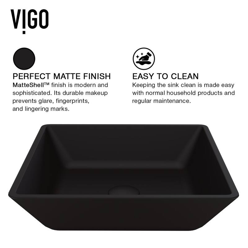 Vigo Roma 15-3/4" Square Glass Vessel Bathroom Sink