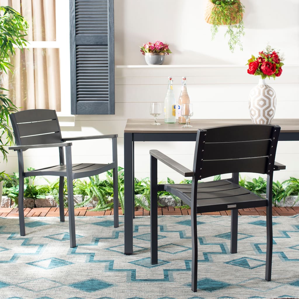 SAFAVIEH Outdoor Jayde Chair - Grey (Set of 2) - 23Wx22Dx33H