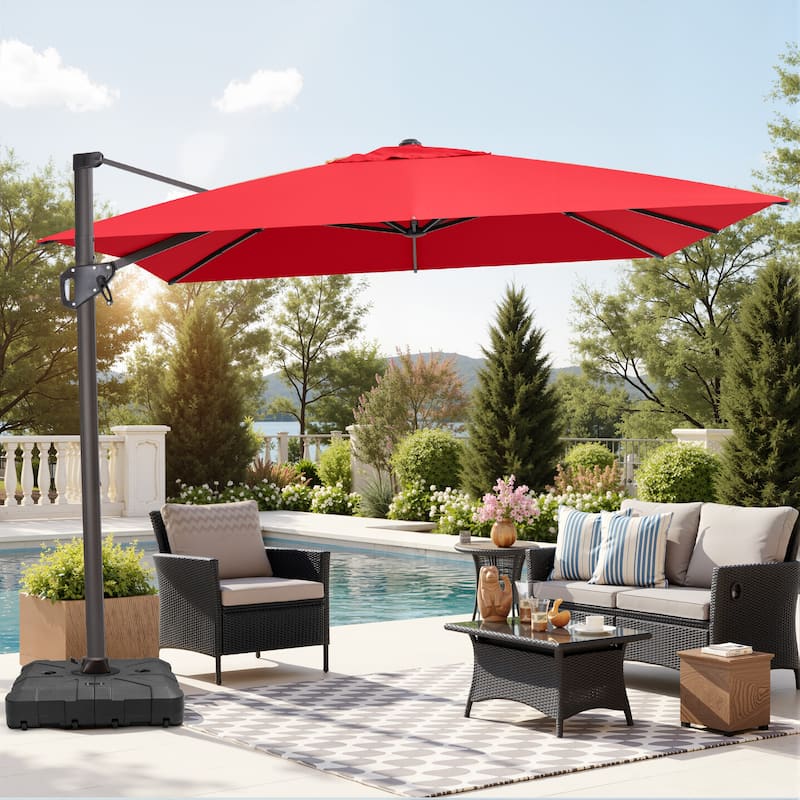 VredHom Patio Outdoor 9 x 11 FT Cantilever-Offset Umbrella with HDPE Base