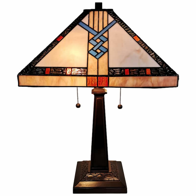 HomeRoots 22" Dark Brown Metal Two Light Candlestick Table Lamp With Off White Empire Shade - 21' X '22' X '11