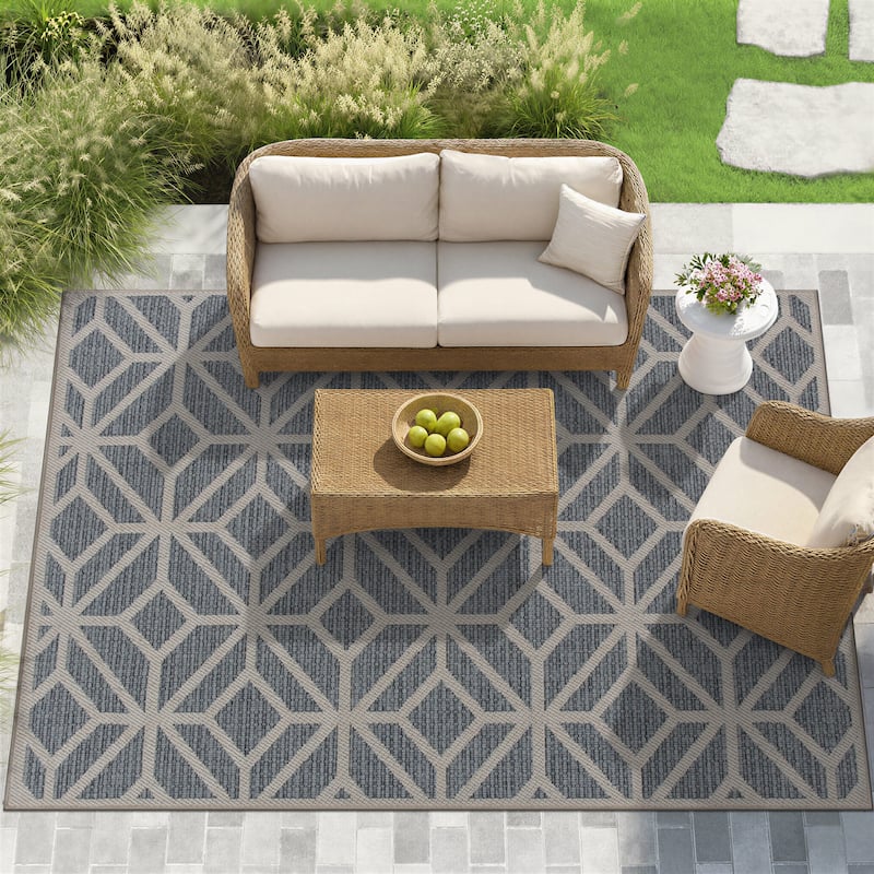 World Rug Gallery Modern Contemporary Geometric Indoor/Outdoor Area Rug - 7'10" x 10'