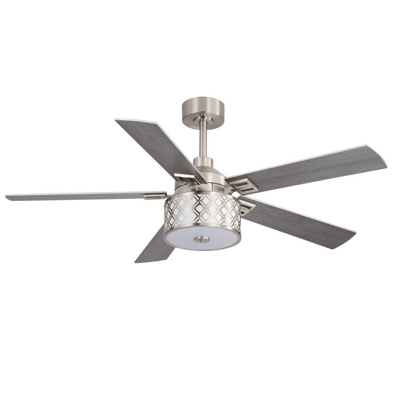 52" Reversible 5-Blade Caged Ceiling Fan with Light and Remote