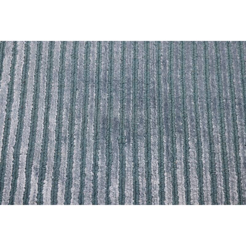 ECARPETGALLERY Hand Loomed Shimmer Turquoise Viscose Rug - 6'0 x 9'0