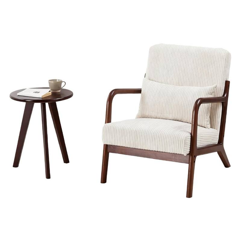 Anmytek Mid Century Modern Vintage Luxury Accent Chair and Coffee Table Set Leisure Living Room Bedroom Relaxation Furniture