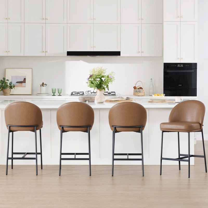 Upholstered Counter Bar Stool with Metal Frame