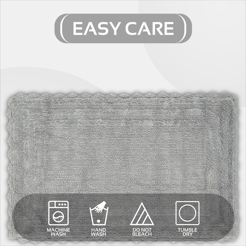 Better Trends Bath Rugs Set 100% Cotton Soft & Water Absorbent Tufted Bathroom Rug for Shower, Sink Bath Mats Lilly Crochet