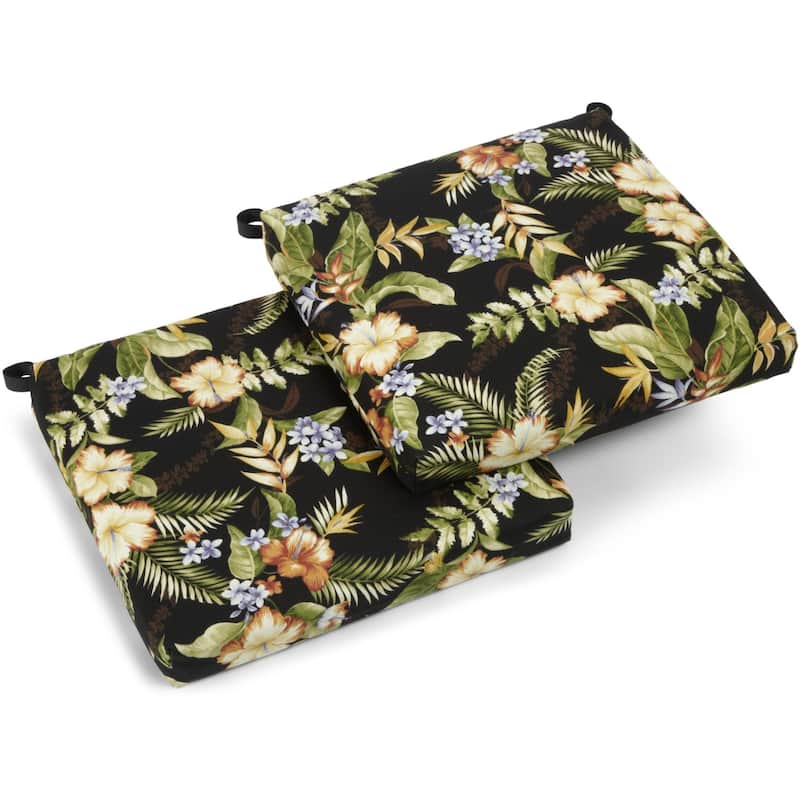 20-inch by 19-inch Indoor/Outdoor Chair Cushions (Set of 2) - 20 x 19 - Freeport Ebony